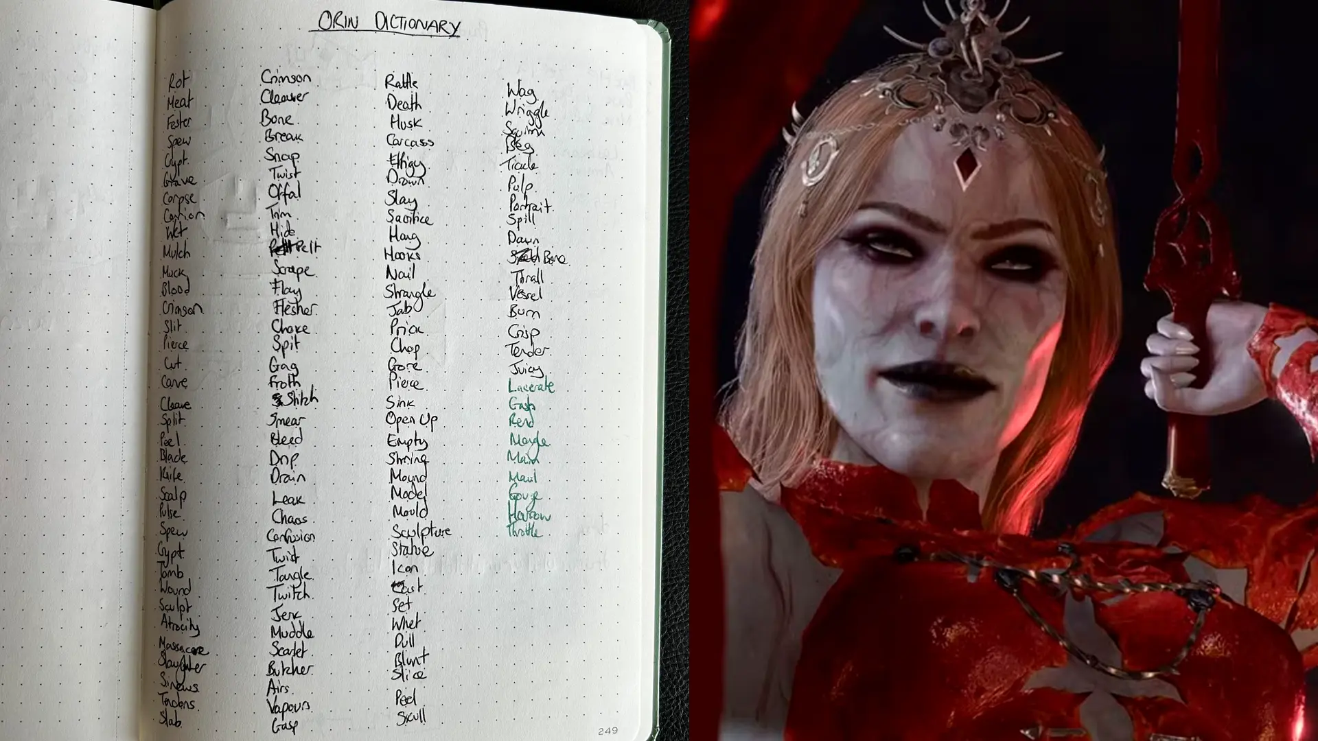 Сценаристка Baldur's Gate 3 показала «словарь убийств» Орин - изображение