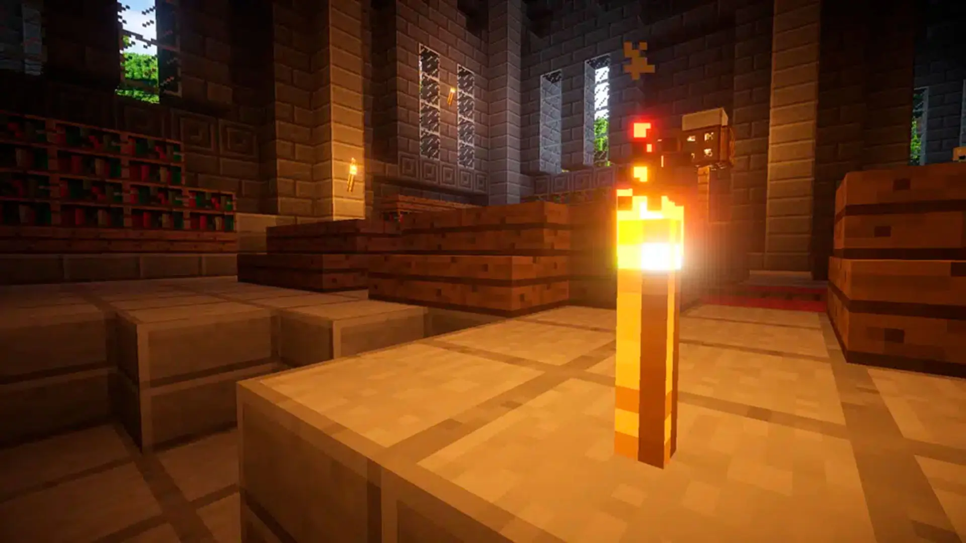 Minecraft. Как взять факел в левую руку - изображение