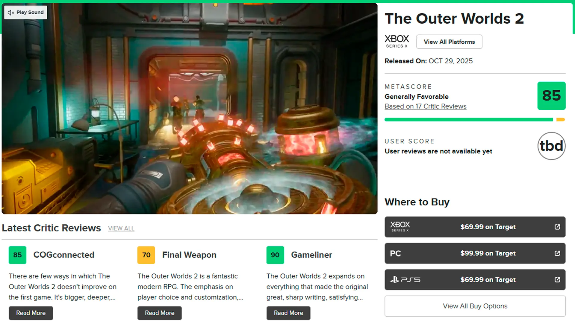 The Outer Worlds 2 получила 85 баллов на Metacritic - изображение