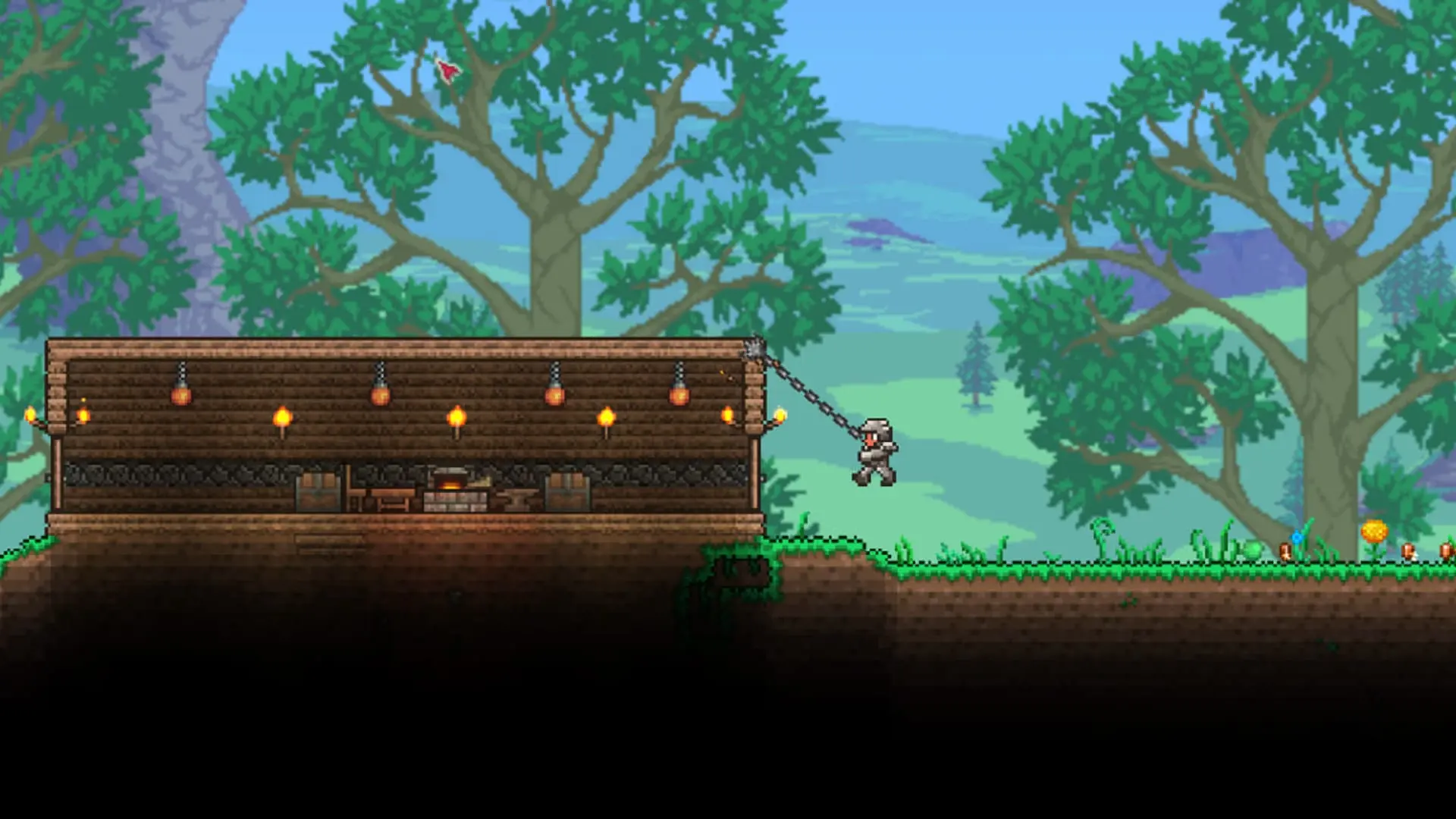 Terraria. Крюк-кошка, броня и меч: быстрый набор для выживания - изображение