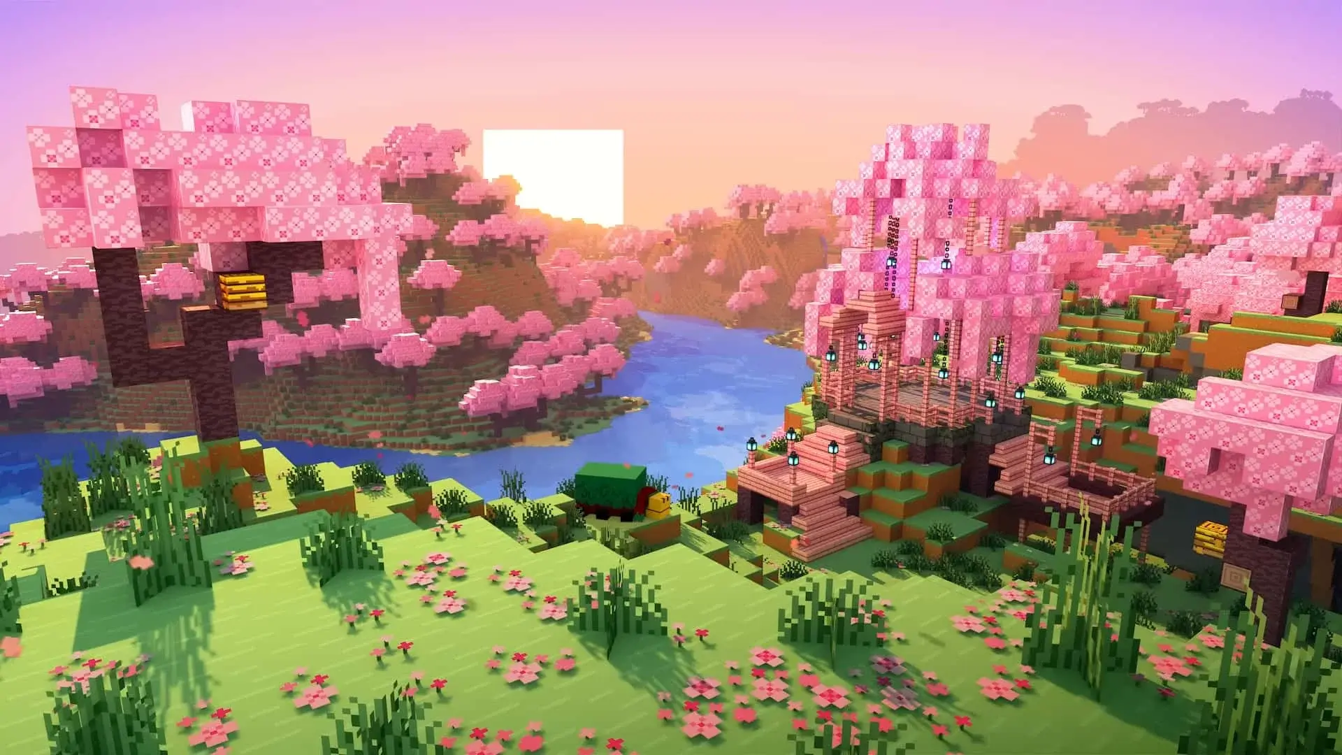 Вишнёвая роща в Minecraft: где найти и как использовать розовое дерево - изображение