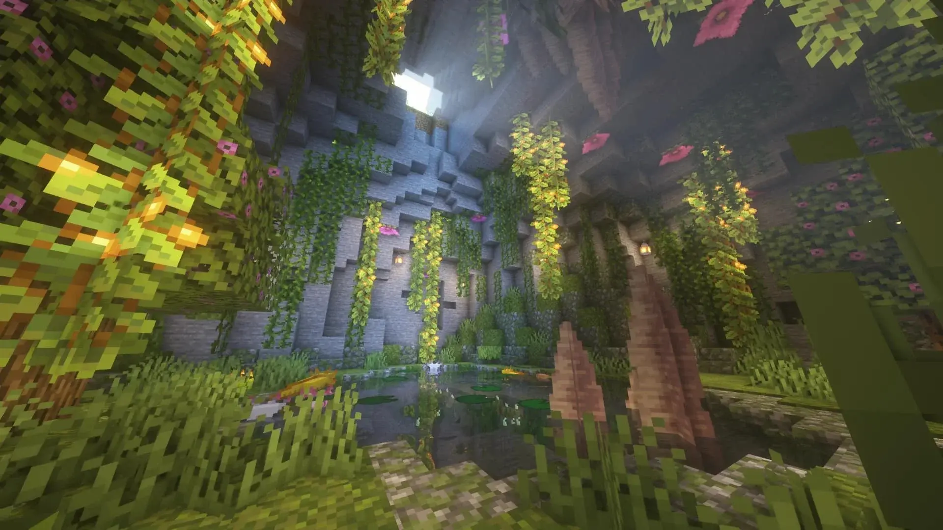 Пышные пещеры в Minecraft - изображение