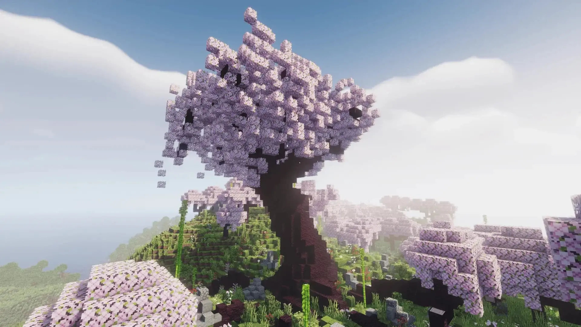 Вишнёвая роща в Minecraft: где найти и как использовать розовое дерево - изображение