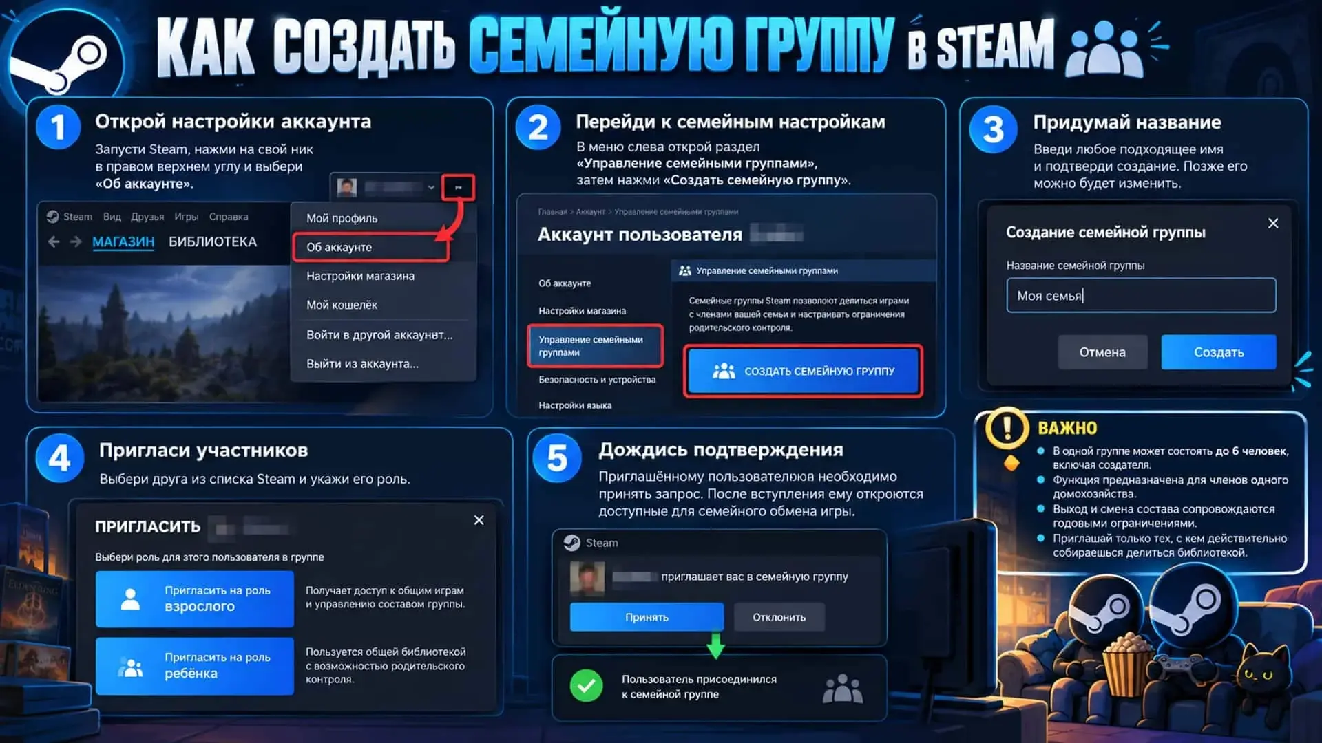 Как создать семейную группу в Steam и как она работает - изображение